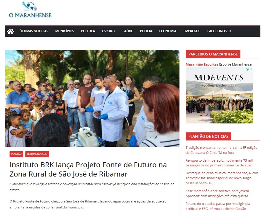 O Maranhense: Instituto BRK lança Projeto Fonte de Futuro na Zona Rural de São José de Ribamar